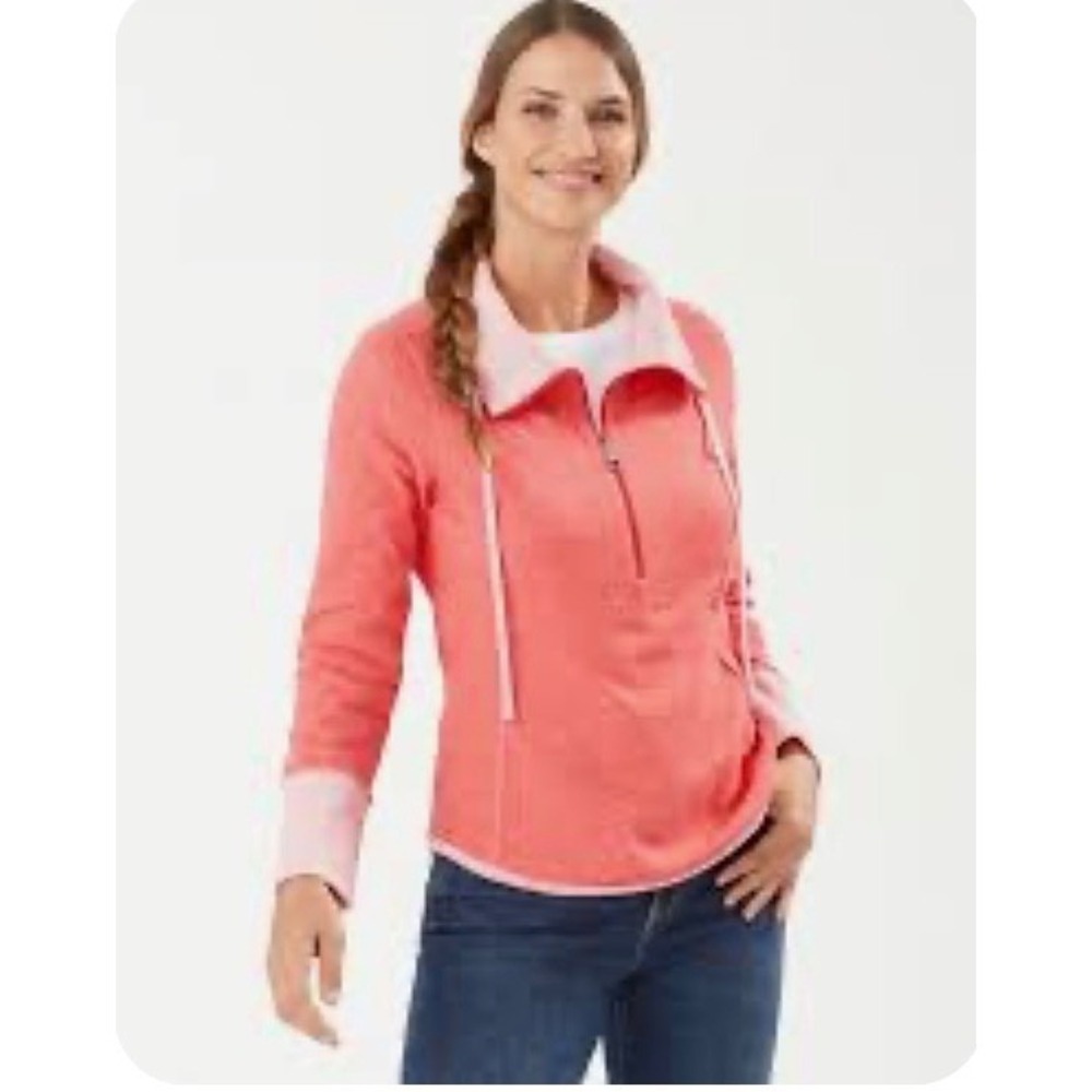 Tommy Bahama Reversible Quarter Zip Sweatshirt Coral Red Preppy Nautical Large